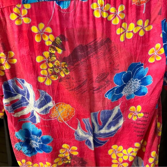 Jams World Men's Aloha Floral Hawaiian Button Front Short Sleeve Shirt Aloha Red - Picture 7 of 10